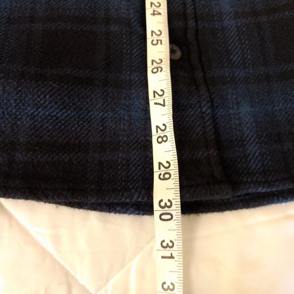 ORVIS Shacket Men's L Blue Flannel Plaid Button Flap Side Pockets Logo Workwear - Picture 12 of 12